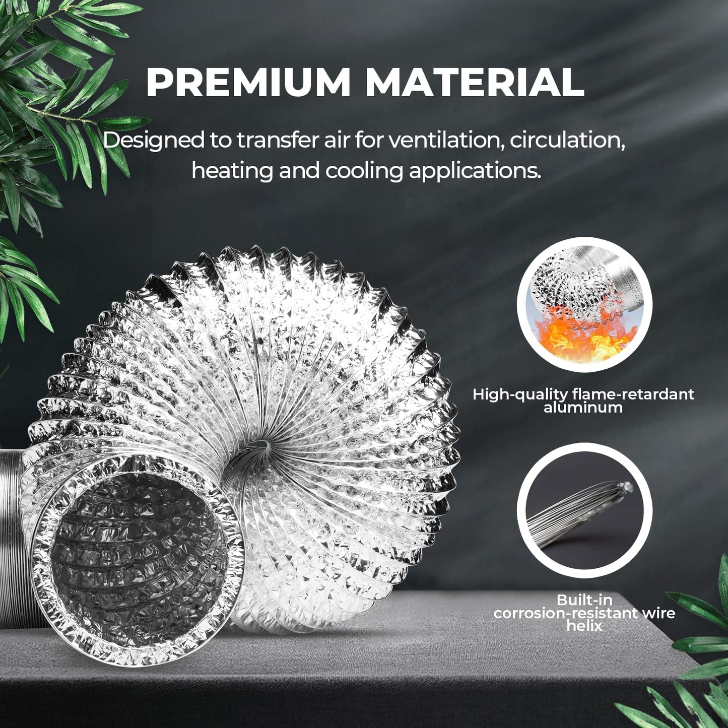 HealSmart Exhaust Inline Duct Fan Vent Booster Blower and Non-Insulated Flex Air Aluminum Foil Ducting for Indoor Grow Tent Hydroponics Ventilation