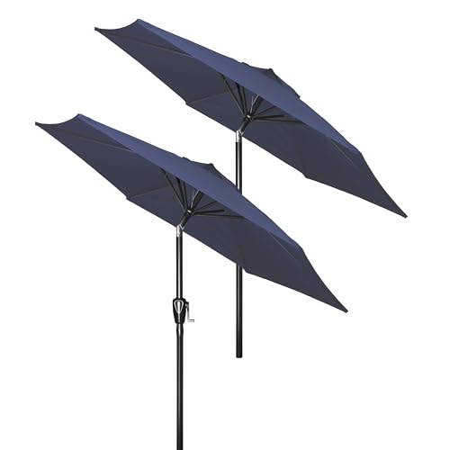 Simple Deluxe 9FT Outdoor Patio Umbrella Table Market Umbrella with Push Button Tilt and Crank, 8 Sturdy Ribs, UV Protection Waterproof for Garden, Lawn, Deck, Backyard, Pool