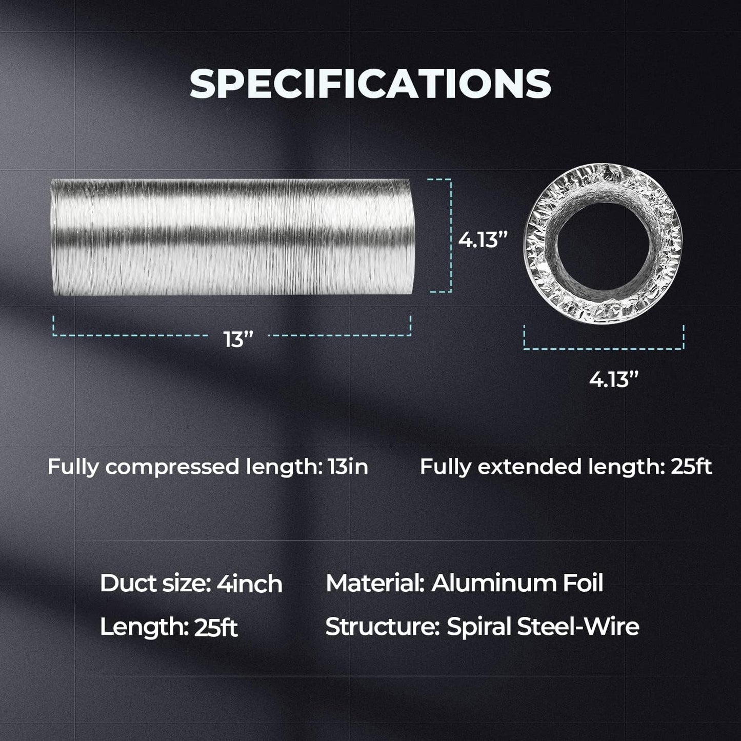 HealSmart Exhaust Inline Duct Fan Vent Booster Blower and Non-Insulated Flex Air Aluminum Foil Ducting for Indoor Grow Tent Hydroponics Ventilation