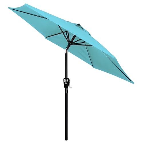 Simple Deluxe 9FT Outdoor Patio Umbrella Table Market Umbrella with Push Button Tilt and Crank, 8 Sturdy Ribs, UV Protection Waterproof for Garden, Lawn, Deck, Backyard, Pool