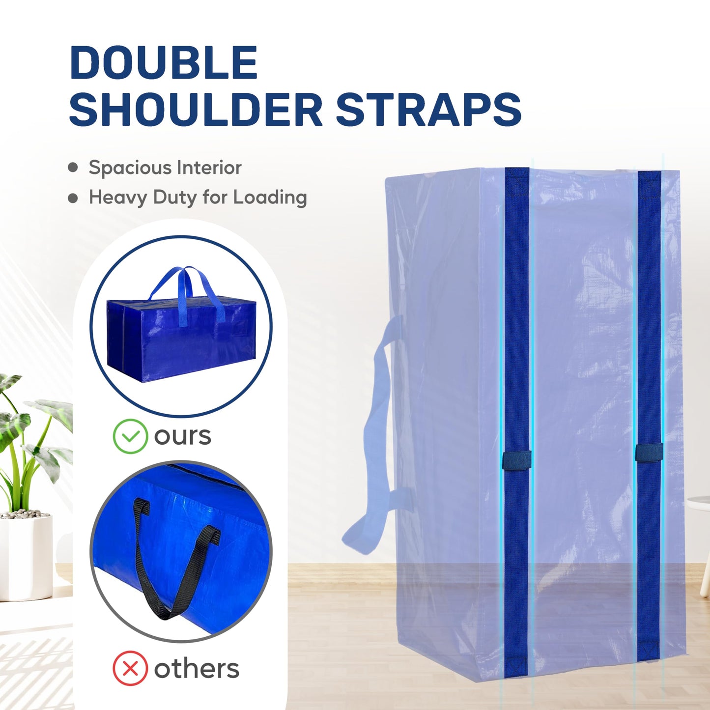 YSSOA Extra Large Moving Bags with Carrying Handles & Zippers, Moving Supplies with lids, Fold Flat, Moving and Storing