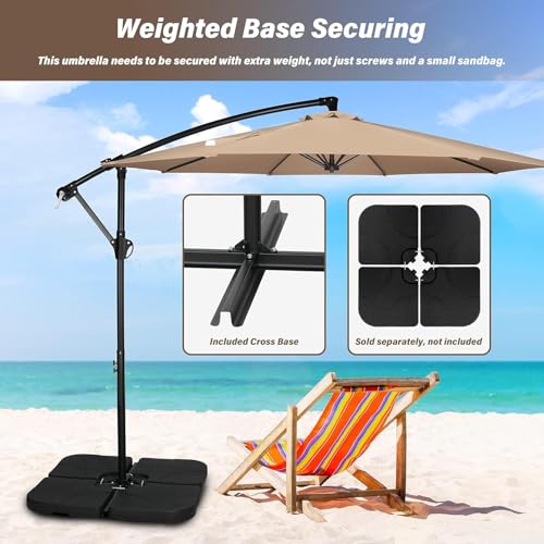Simple Deluxe 10ft Offset Umbrella Cantilever Patio Hanging Umbrella Outdoor Market Umbrella with Crank & Cross Base Suitable for Garden, Lawn, backyard and Deck