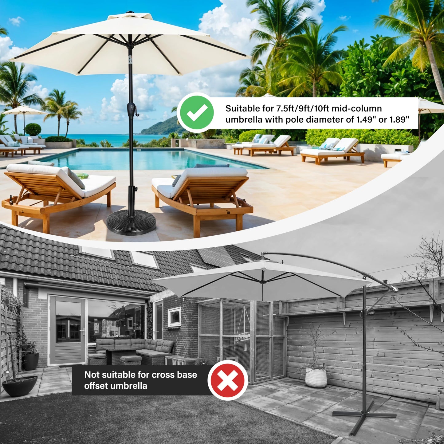 Simple Deluxe LBS Patio Umbrella Base Heavy Duty Market Umbrellas Round Stand for Outdoor
