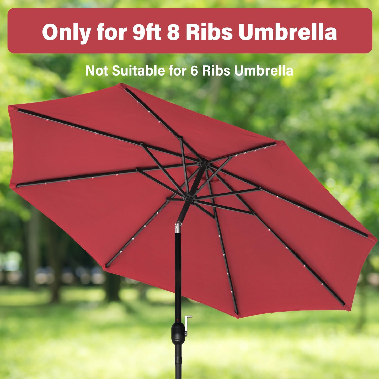 HealSmart 9' Patio Umbrella Replacement Canopy Cover with 8 Ribs, Outdoor Table Market Yard Umbrellas