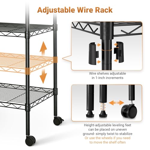 YSSOA 1-Tier Shelving Units, 29.92" W x 13.98" D x 14.96" H Steel Wire Rack Storage Shelving Organizer, Chrome