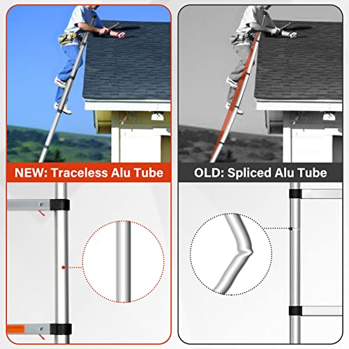 Simple Deluxe Telescoping Ladder 12.5FT Aluminum One-Button Retraction Extension System for Indoor and Outdoor Use, 330lb Load Capacity