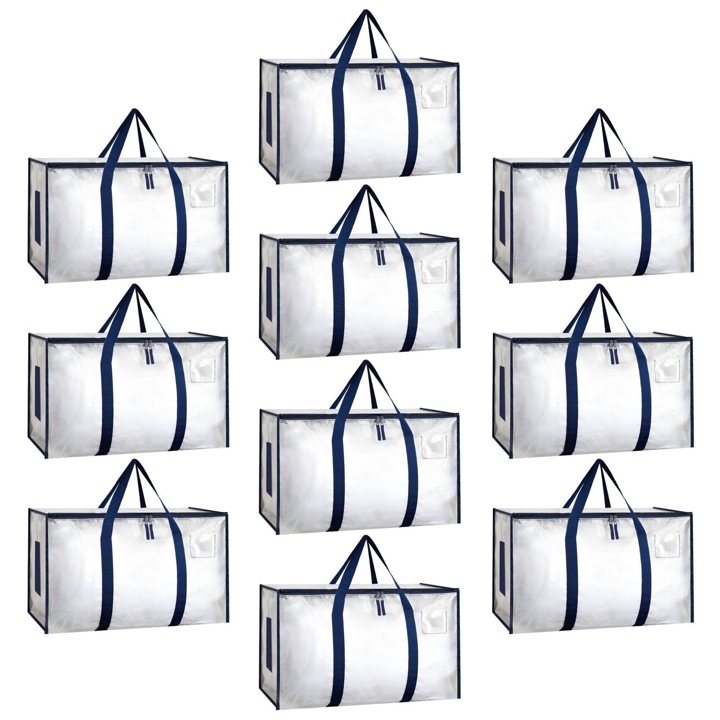 YSSOA Extra Large Moving Bags with Carrying Handles & Zippers, Moving Supplies with lids, Fold Flat, Moving and Storing
