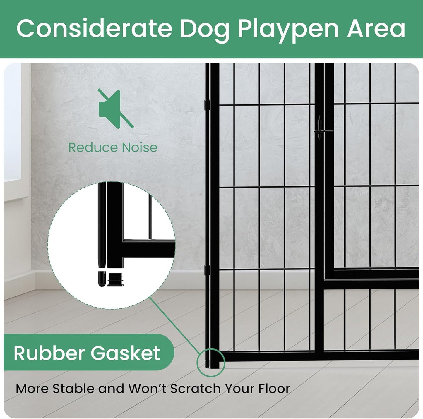 Dog Playpen, Heavy Duty Metal Pet Playpen Indoor Outdoor for Camping, Yard, RV, Garden Fence, Privacy Patio, Black