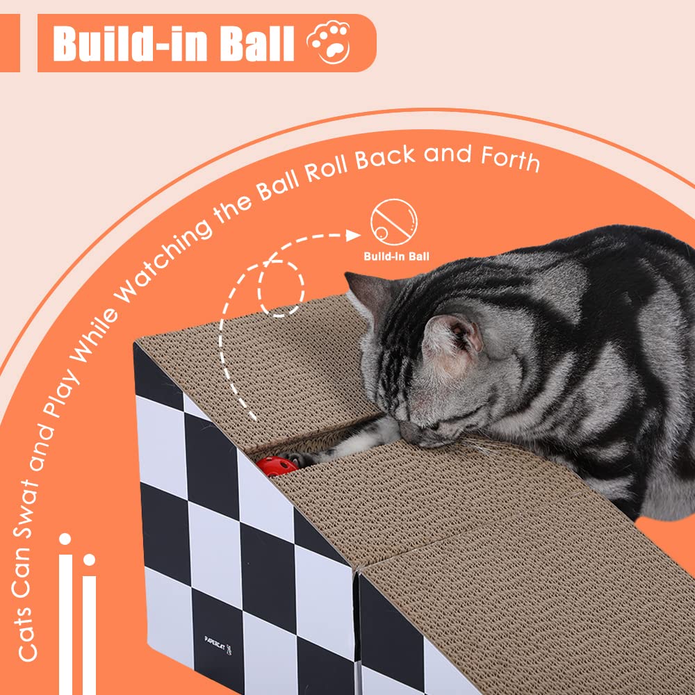 2 in 1 Cat Scratcher Cardboard Lounge Bed, Cat Scratching Pad, Durable Board Pads Prevents Furniture Damage,Large