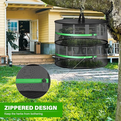 YSSOA Herb Drying Rack Zippered Hanging Dryer with Garden Pruning Shear and Hook for Hydroponics Herb, Plant, Seed, Bud