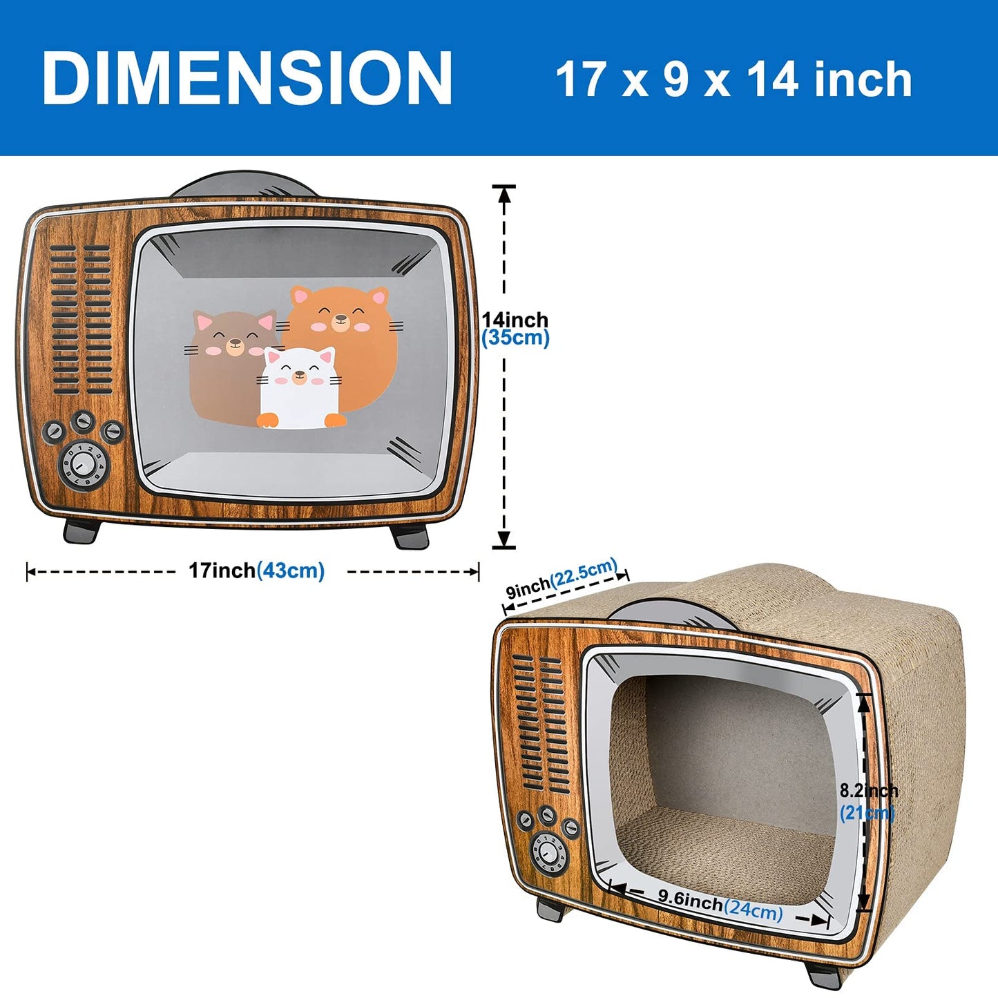 2 in 1 Cat Scratcher Cardboard Lounge Bed, Cat Scratching Pad, Durable Board Pads Prevents Furniture Damage,Large