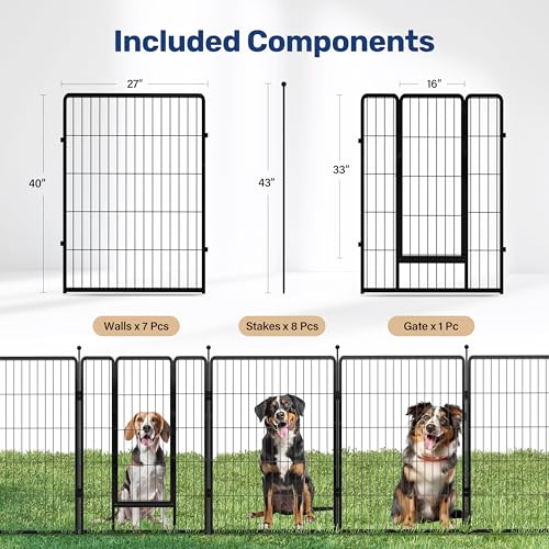 YSSOA Dog Playpen Indoor, 8 Panels Heavy Duty Metal Animal Barrier Fence