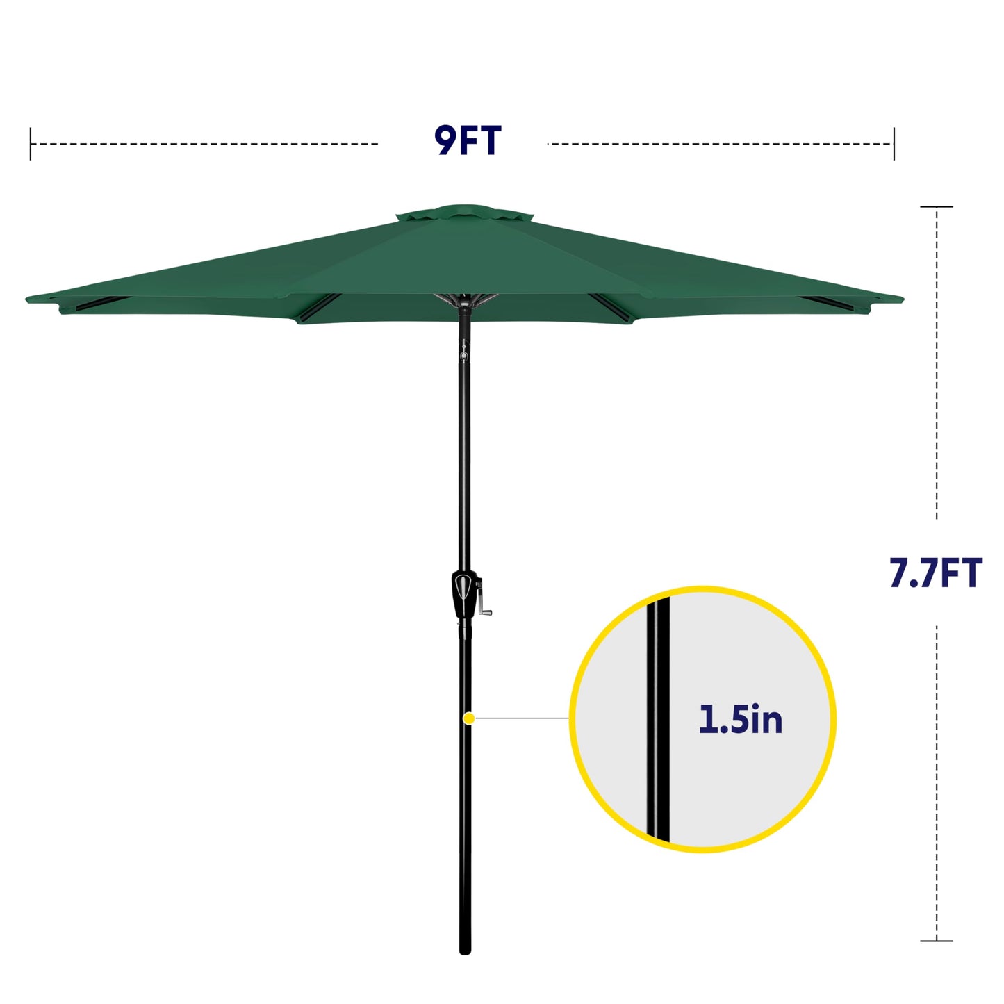 iPower 9ft Patio Umbrella Outdoor Table Umbrellas with 8 Sturdy Ribs, Push Button Tilt and Crank for Yard, Pool and Garden