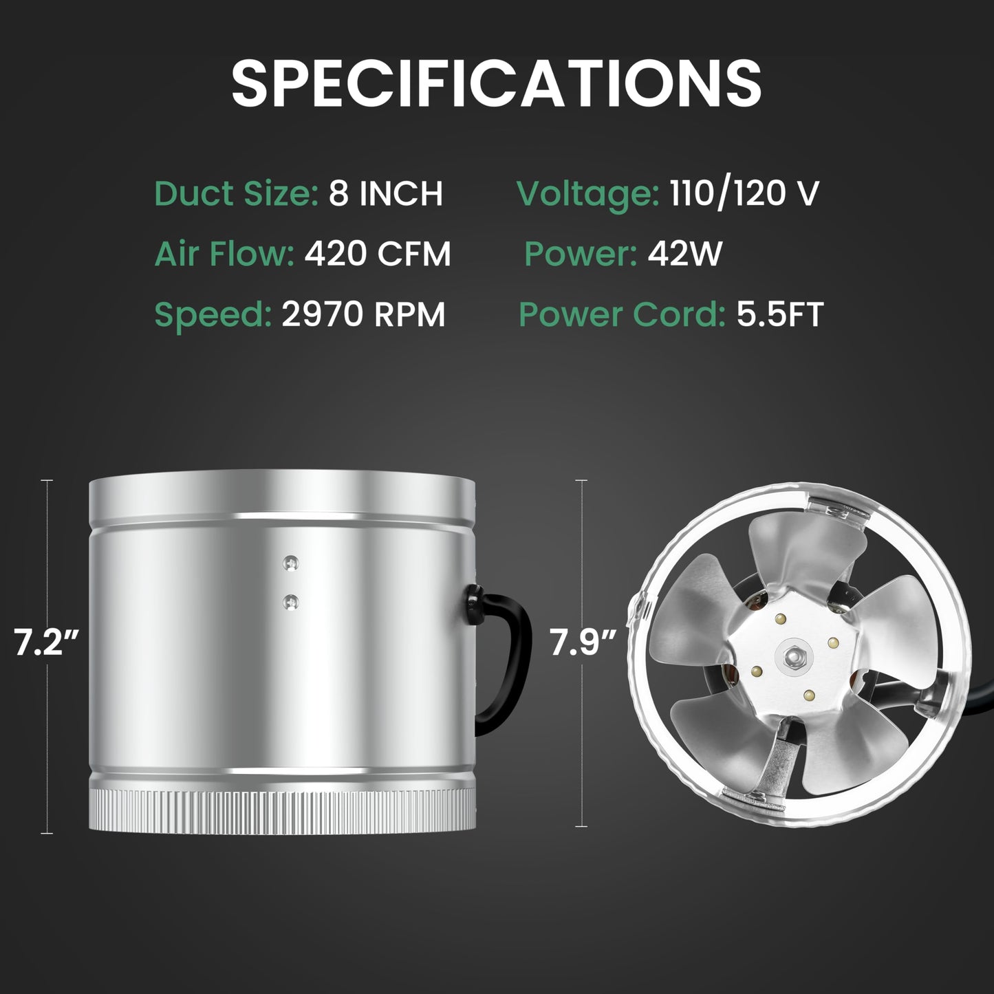 iPower Inline Booster Duct Fan