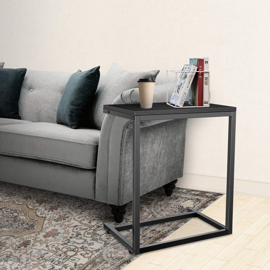 C Shaped Sofa Side End Table with Hardwood Surface, for Eating, Working and Writing in Living Room, Bedroom, Couch & Small Spaces