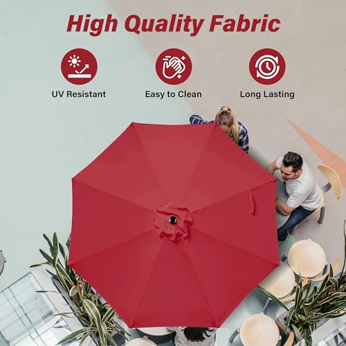 YSSOA 9ft/10ft Outdoor Market Patio Umbrella with 8 Sturdy Ribs, Tilt/Crank Push Button for Garden, Deck, Backyard and Pool