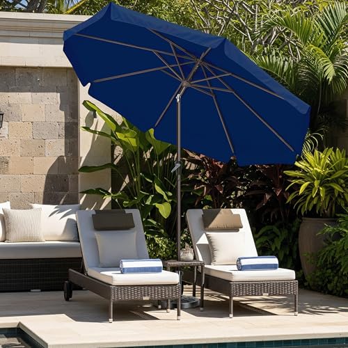 Simple Deluxe 9' Patio Umbrella with Wind-Floating Valances, Push Button Tilt & Crank Lift, UV Protection Sunshade for Table, Garden, Pool, Beach