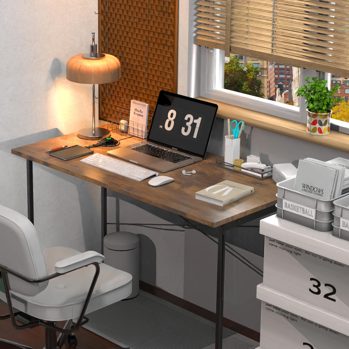 YSSOA Work Study Writing Student Kids Bedroom Wood Modern Simple Table with Headphone Hooks