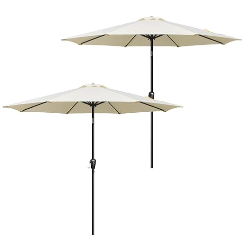 Simple Deluxe 9FT Outdoor Patio Umbrella Table Market Umbrella with Push Button Tilt and Crank, 8 Sturdy Ribs, UV Protection Waterproof for Garden, Lawn, Deck, Backyard, Pool