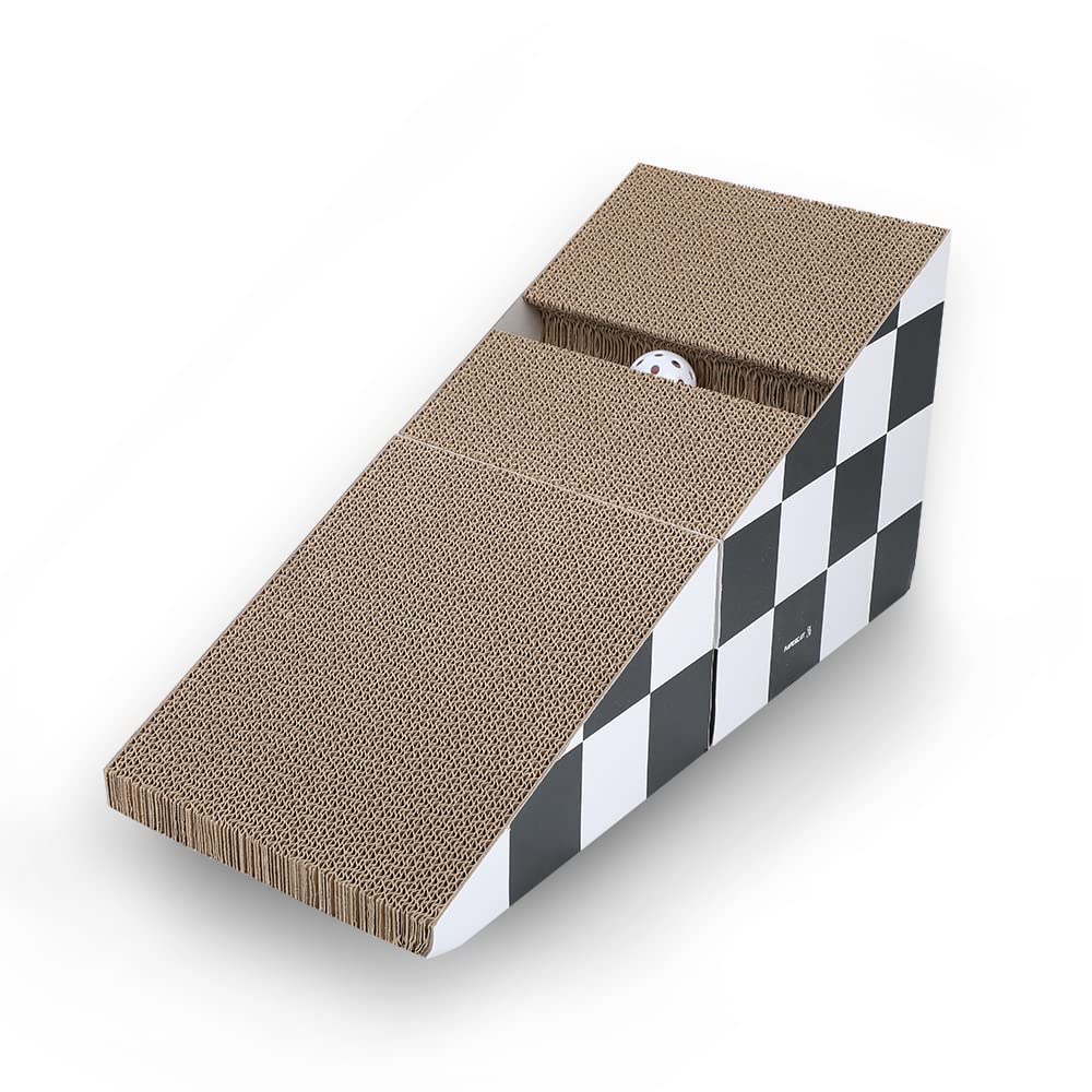 2 in 1 Cat Scratcher Cardboard Lounge Bed, Cat Scratching Pad, Durable Board Pads Prevents Furniture Damage,Large