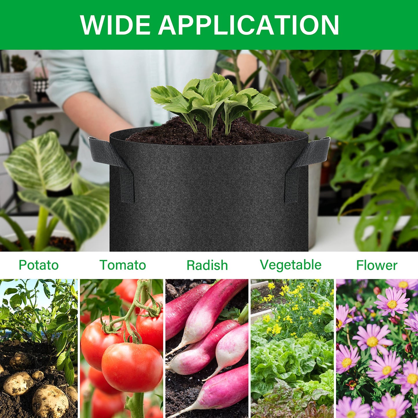 YSSOA Nonwoven Fabric Plant Pots with Handles,