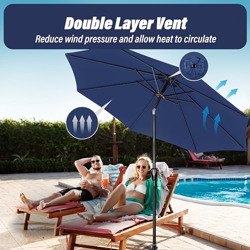 Simple Deluxe 9FT Outdoor Patio Umbrella Table Market Umbrella with Push Button Tilt and Crank, 8 Sturdy Ribs, UV Protection Waterproof for Garden, Lawn, Deck, Backyard, Pool