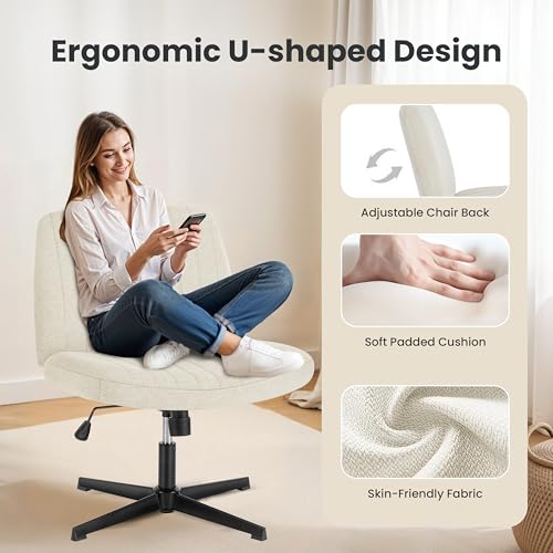 Simple Deluxe Vanity Chair with Back Criss Cross Chair with Back Home Office Desk Vanity Chairs
