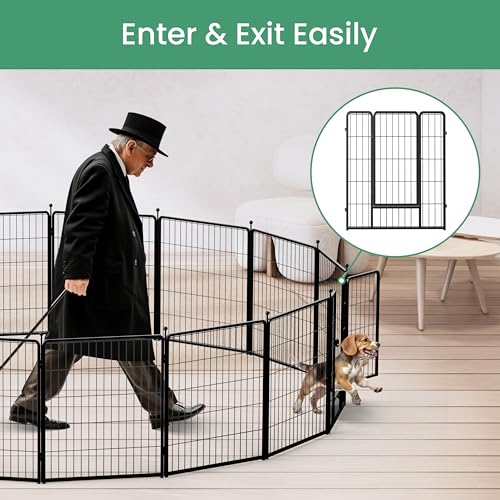 Dog Playpen, Heavy Duty Metal Pet Playpen Indoor Outdoor for Camping, Yard, RV, Garden Fence, Privacy Patio, Black