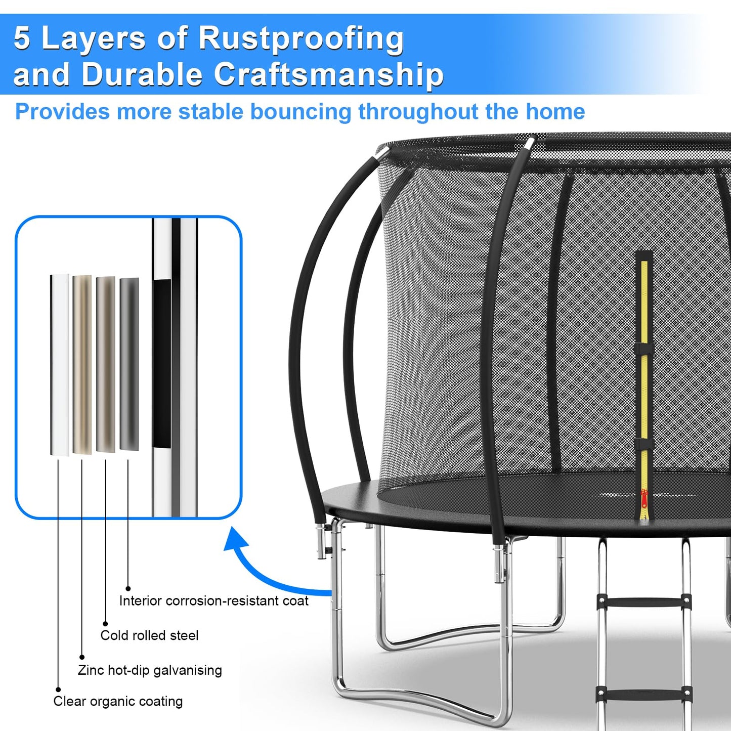Simple Deluxe Trampoline for Kids with Safety Enclosure Net 12FT Wind Stakes Simple Deluxe 400LBS Weight Capacity Outdoor Backyards Trampolines with Non-Slip Ladder for Children Adults Family, Black