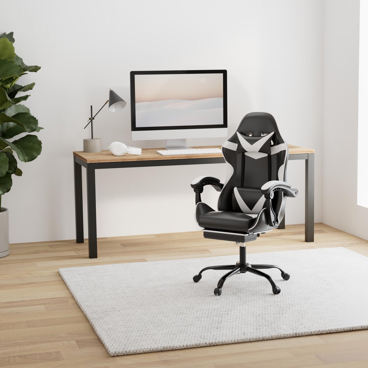 Gaming Chair, Backrest and Seat Height Adjustable Swivel Recliner Racing Office Computer Ergonomic Video Game Chair with Footrest and Lumbar Support