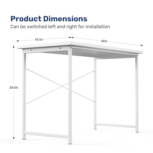 YSSOA Computer Desk Home Office Work Study Writing Modern Simple Table with Headphone Hooks