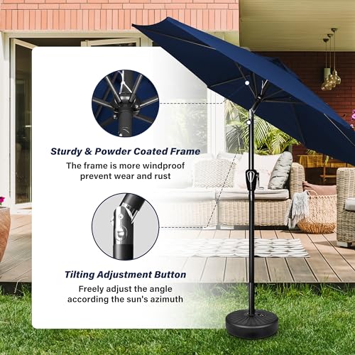 YSSOA Patio Umbrella Outdoor Table Market Yard Umbrella with 6 Sturdy Ribs