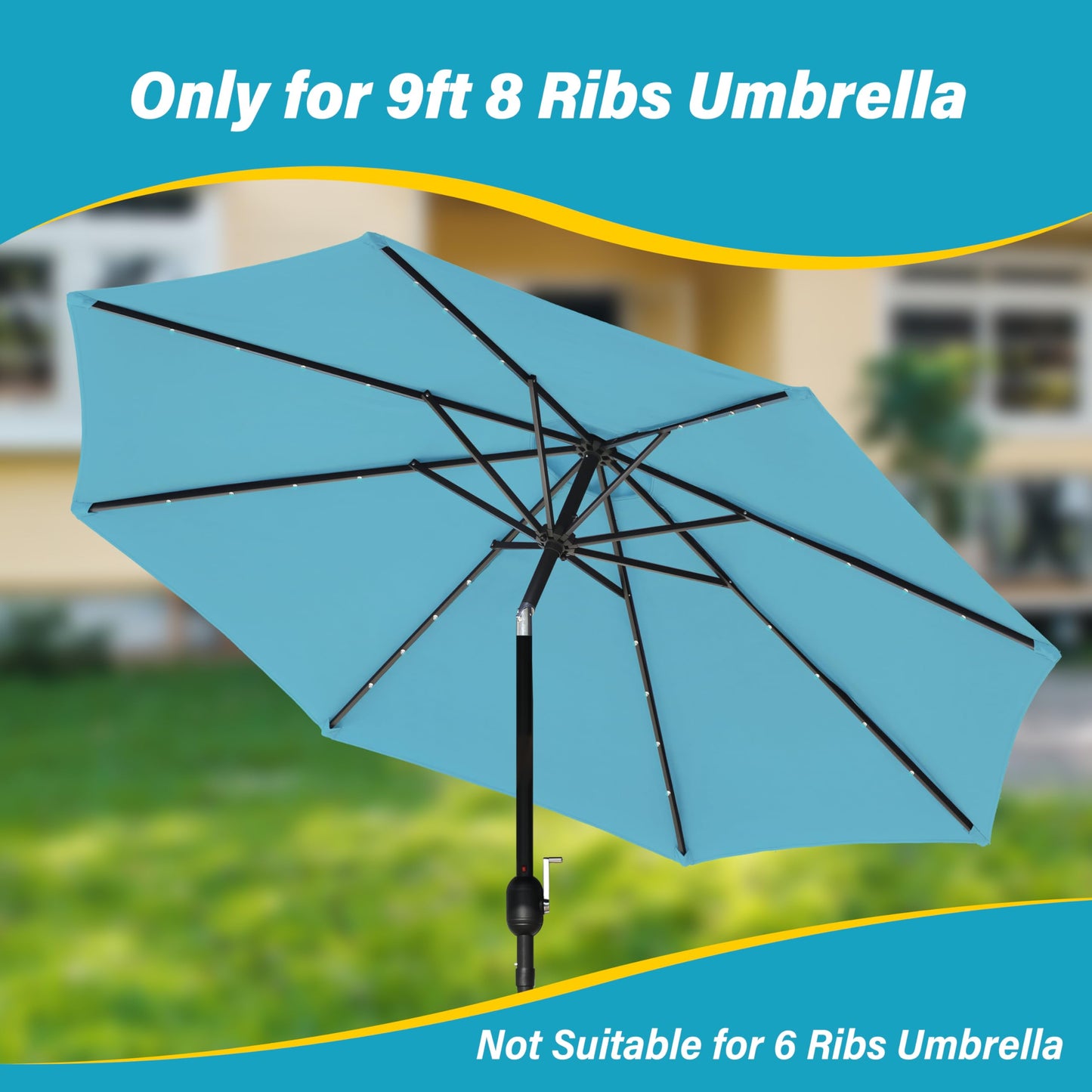 InfiniPower 9ft Patio Umbrella Replacement Canopy, Outdoor Replacement Canopy Only, Table Umbrellas Top Cover with 8 Ribs for Garden, Yard