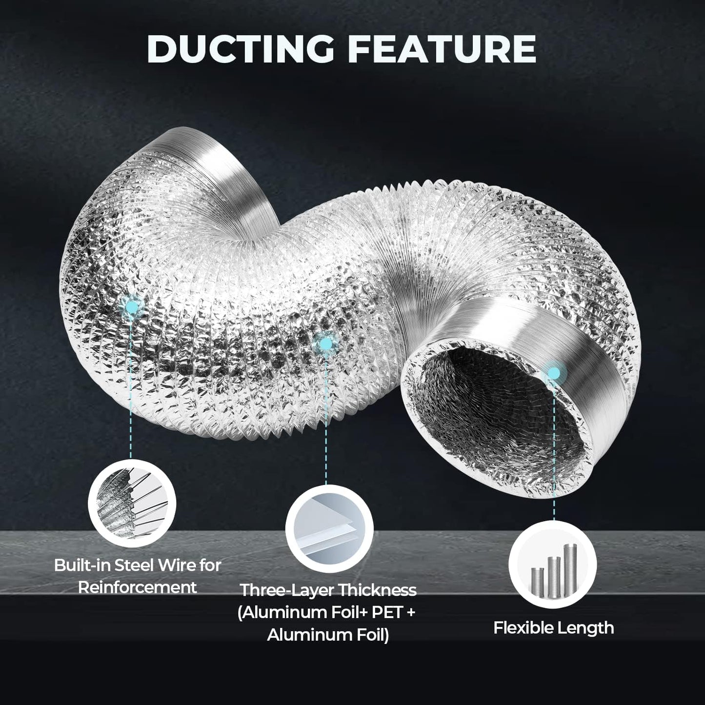 iPower Non-Insulated Flex Air Aluminum Ducting Dryer Vent Hose
