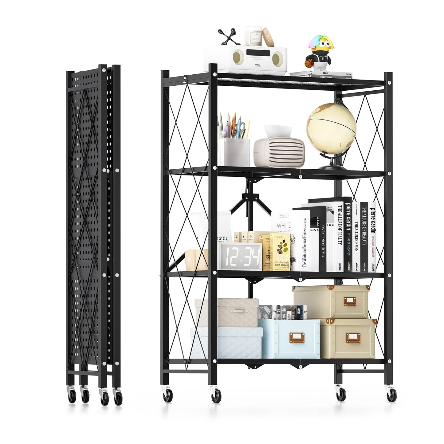 Simple Deluxe 3-Tier Folding Storage Shelves,