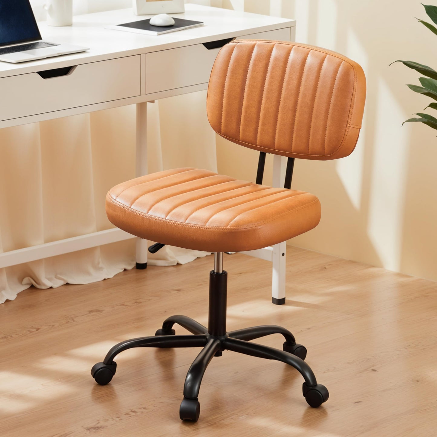 YSSOA Simple Deluxe Small Desk Chair Home Office Desk Chairs Small Vanity Chair with Wheels