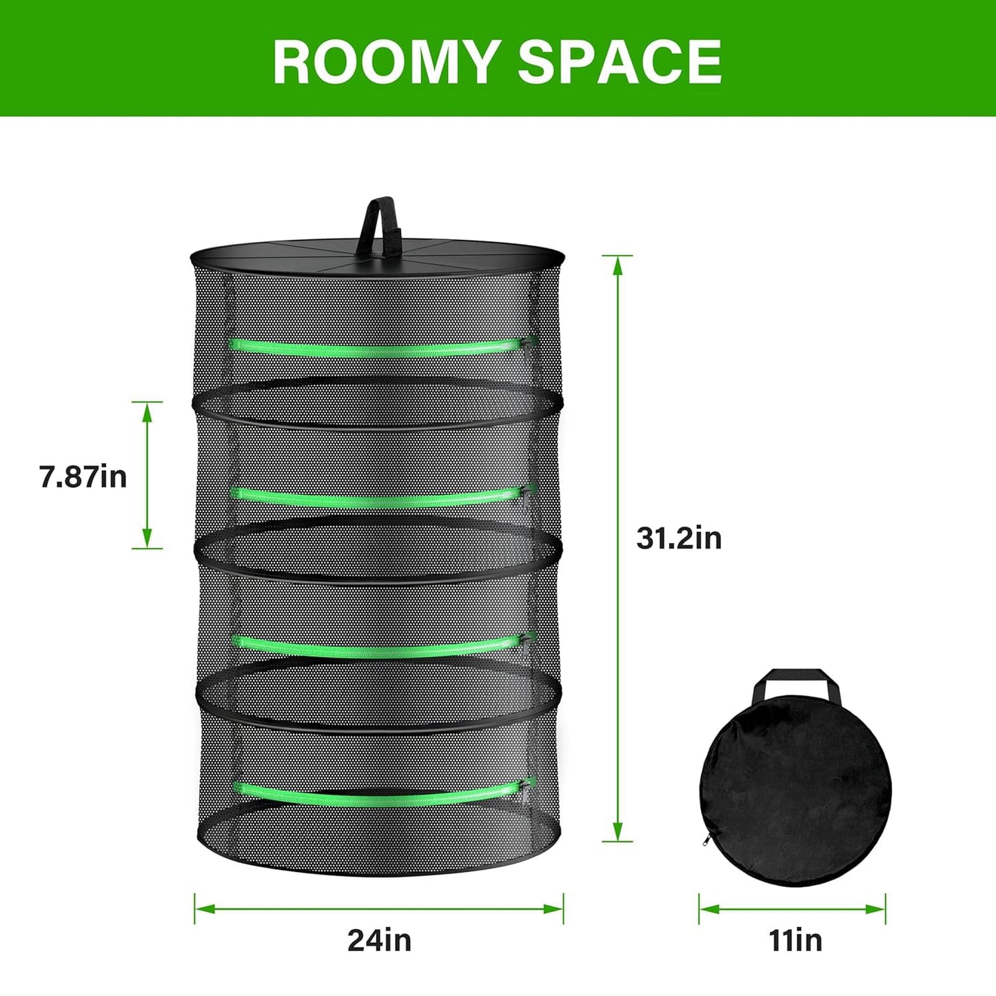 YSSOA Herb Drying Rack Zippered Hanging Dryer with Garden Pruning Shear and Hook for Hydroponics Herb, Plant, Seed, Bud