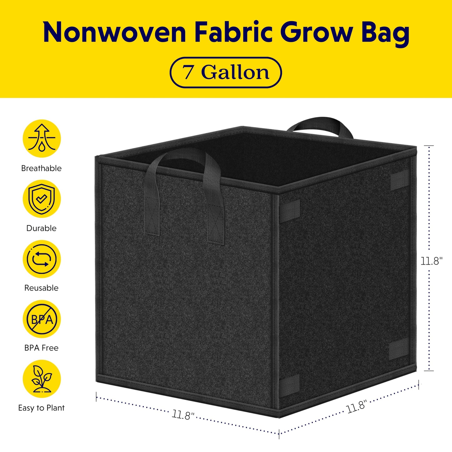 YSSOA Grow Bags Heavy Duty Thickened Nonwoven Aeration Fabric Pots with Handles, Cloth Pots for Plants, Vegetable, Flower, Tomato Potato
