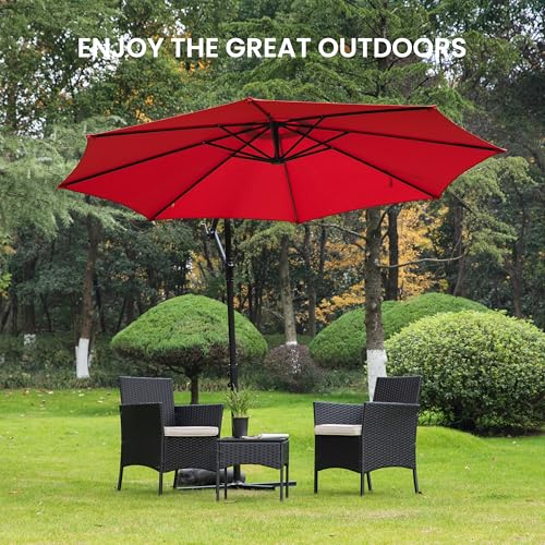Simple Deluxe 9.8ft Offset Umbrella Cantilever Patio Hanging Umbrella Outdoor Market Umbrella with Crank & Cross Base Suitable for Garden, Lawn, backyard and Deck, Blue