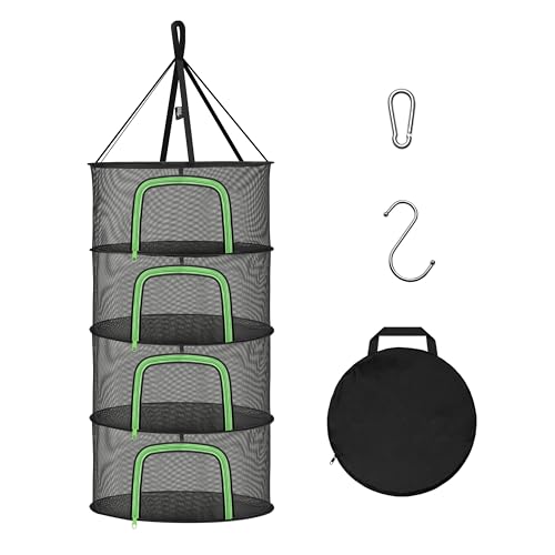 YSSOA Herb Drying Rack Zippered Hanging Dryer with Garden Pruning Shear and Hook for Hydroponics Herb, Plant, Seed, Bud