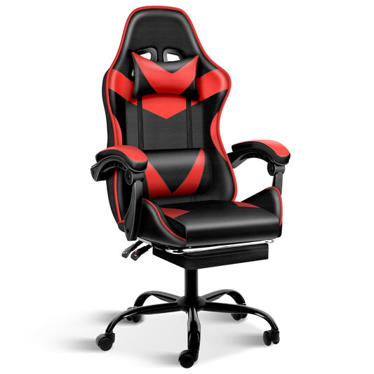 Simple Deluxe Gaming Chair, High Back Office Computer Desk Chair, Recliner Swivel Video Game Chair with Footrest, Adjustable Lumbar Support，Height Adjustable Seat and Backrest