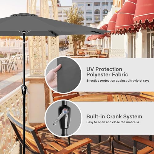 Simple Deluxe Patio Umbrella Outdoor, UV Protection Sunshade with Push Button Tilt/Crank and 8 Sturdy Ribs, for Table Garden Lawn Beach Pool