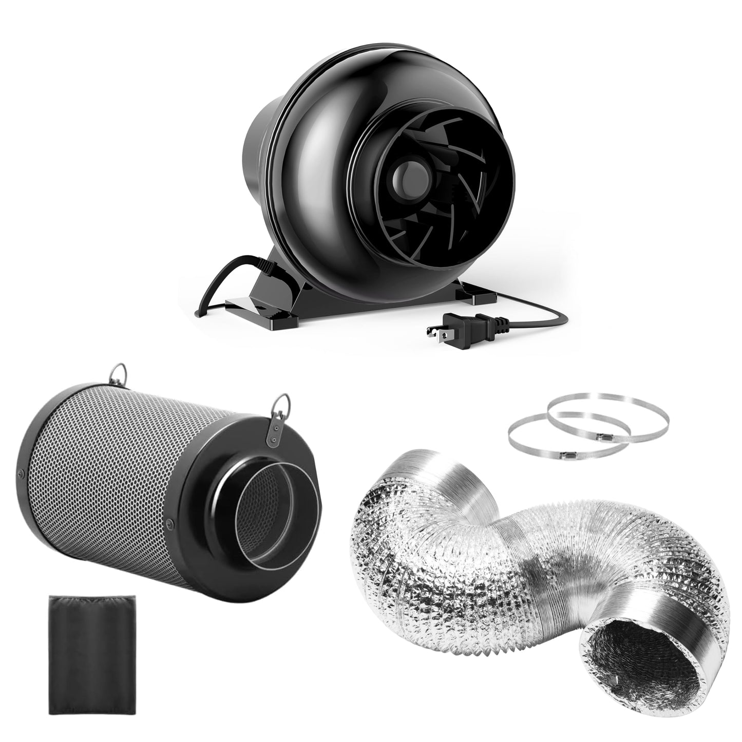 InfiniPower 4 Inch 195 CFM Inline Ventilation Equipment for Grow Tent, Greenhouse, Kitchen