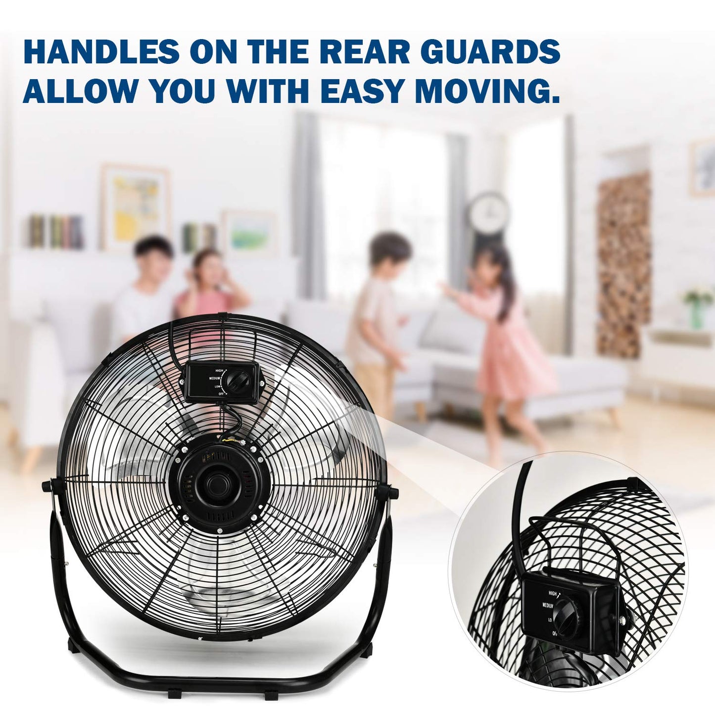 iPower 12 Inch 3-Speed High Velocity Heavy Duty Metal Industrial Floor Fans Quiet for Home, Commercial, Residential, and Greenhouse Use, Outdoor/Indoor, Black