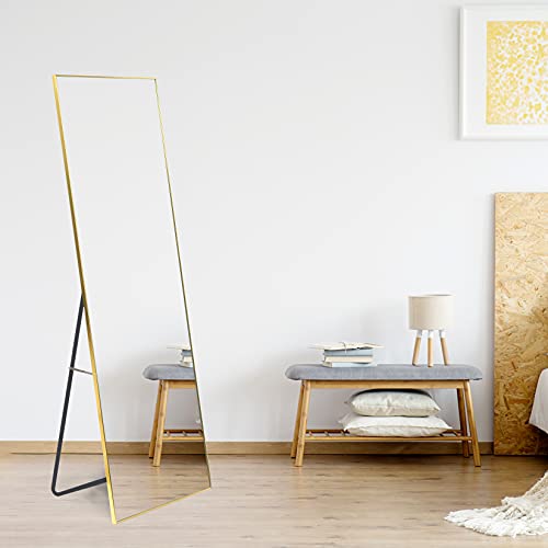YSSOA Full Length Mirror, Floor Mirror with Stand,Wall-Mounted Dressing Mirror, Bedroom Mirror