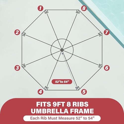 YSSOA 9ft/10ft Outdoor Market Patio Umbrella with 8 Sturdy Ribs, Tilt/Crank Push Button for Garden, Deck, Backyard and Pool