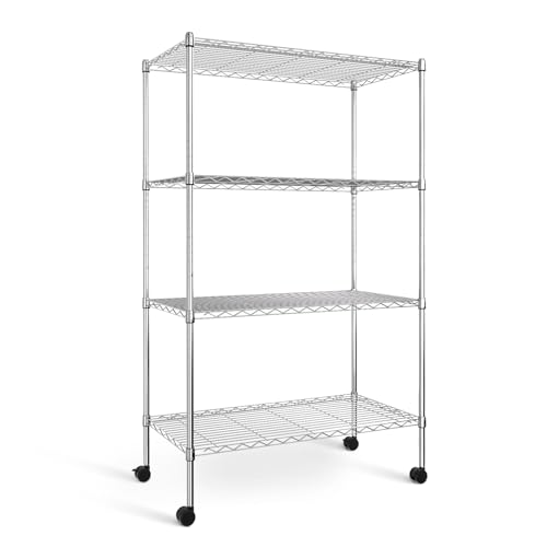 YSSOA 1-Tier Shelving Units, 29.92" W x 13.98" D x 14.96" H Steel Wire Rack Storage Shelving Organizer, Chrome