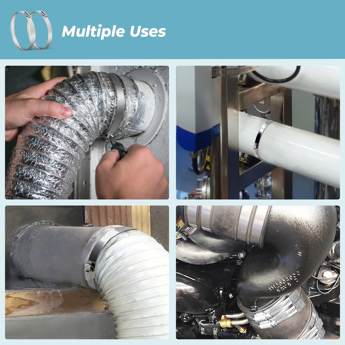 Simple Deluxe Aluminum Ducting and Adjustable Duct Clamps
