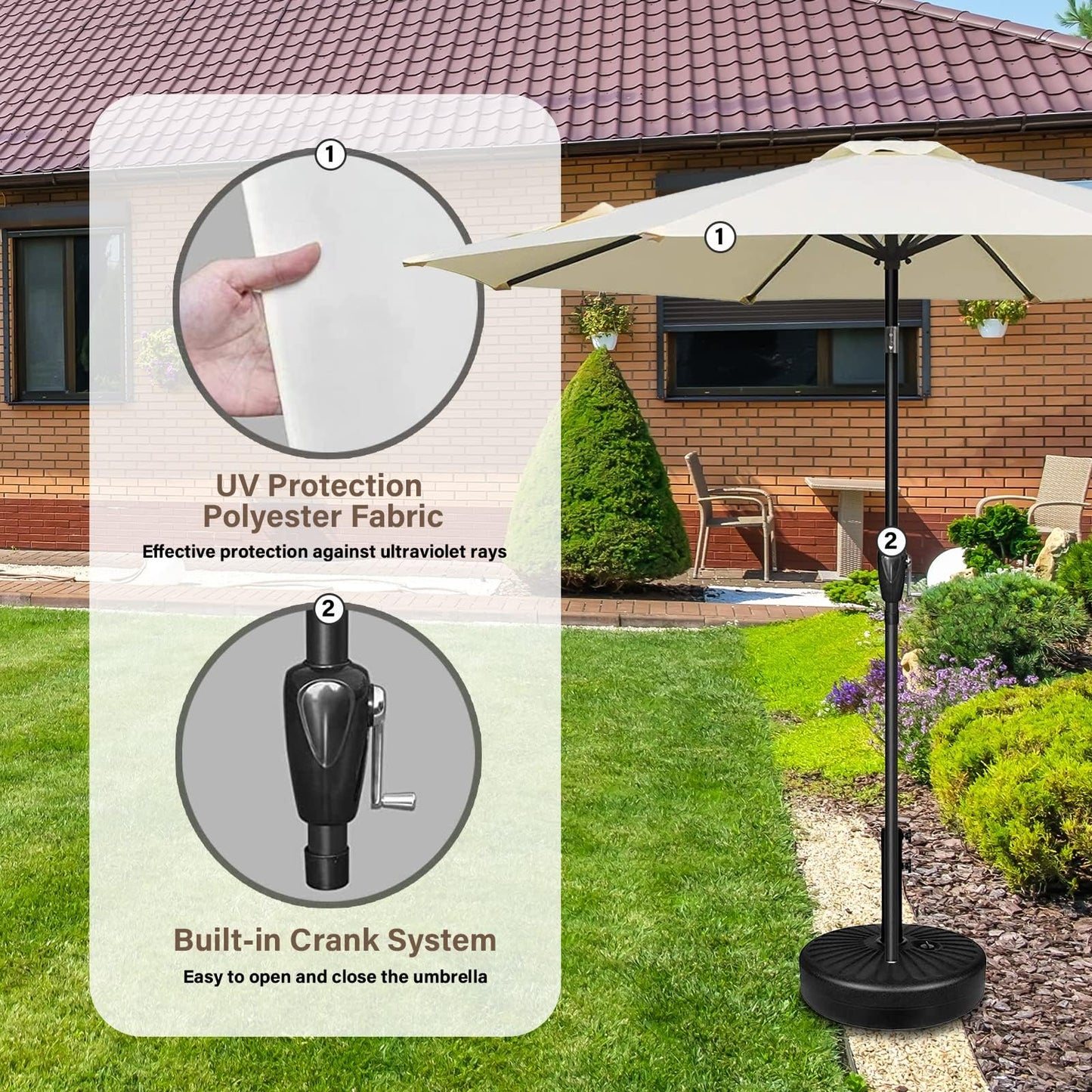 YSSOA Fillable Mobile Offset Patio Base Heavy Duty Market Cantilever Umbrella Stand Square
