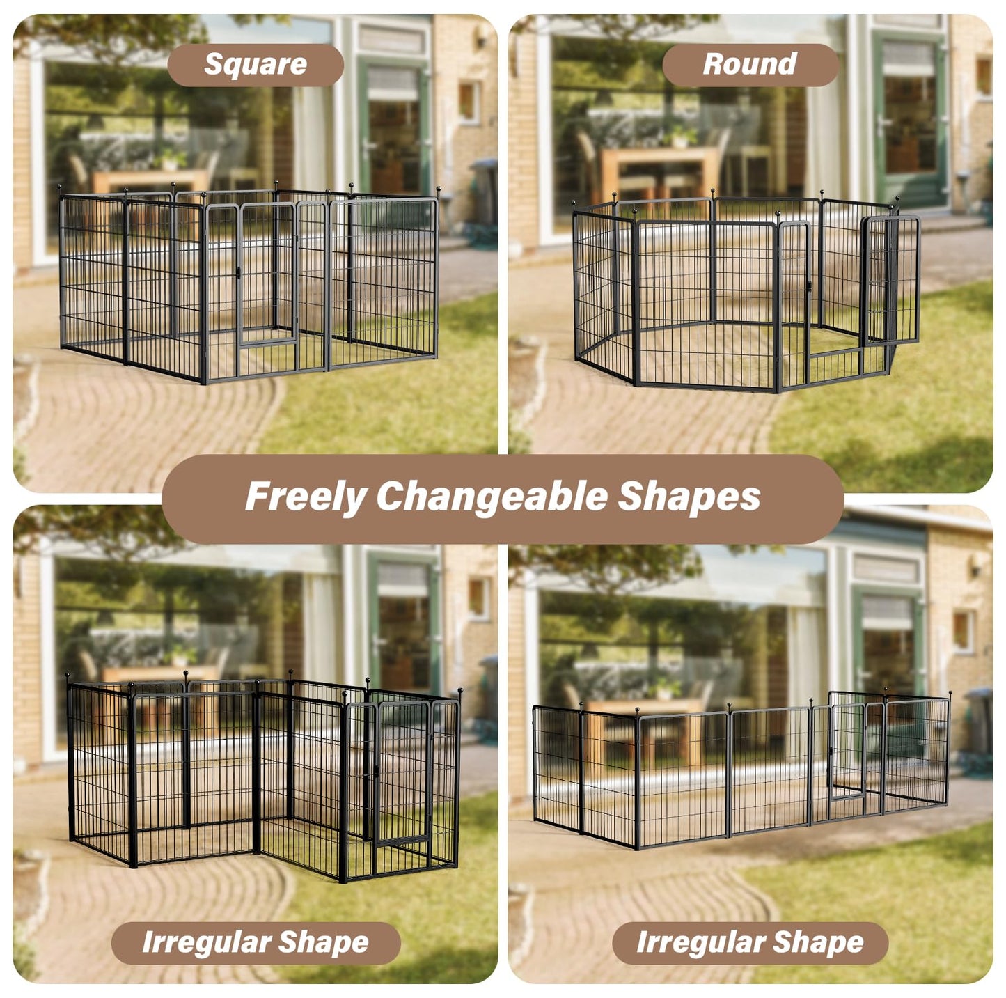 YSSOA Dog Playpen Indoor, Puppy Playpen Indoor Outdoor for Yard, Camping, RV, Heavy Duty Dog Pen for Puppies/Small/Medium Dogs, Black